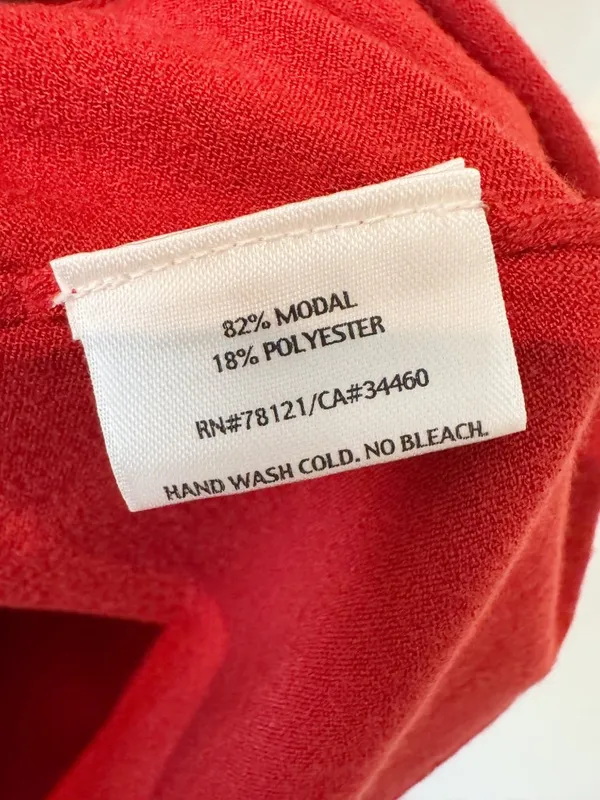 Eileen Fisher Top Size Large Red Round Neck Short Sleeve Knit‎ Coastal Grandma - Image 5