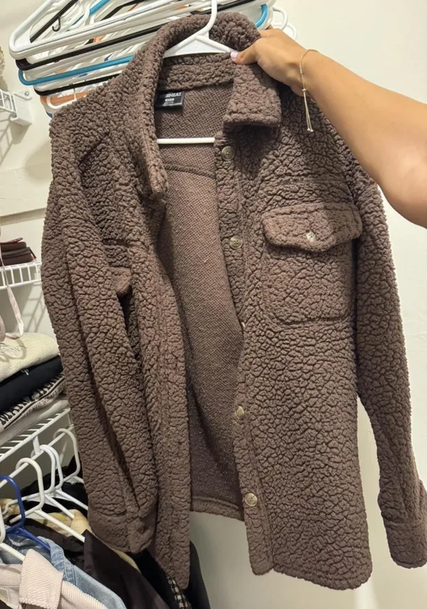 Brown Teddy Jacket Black - Image 2