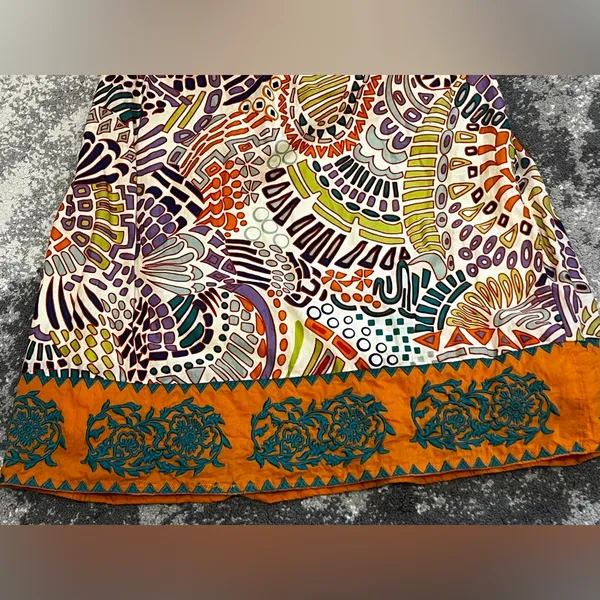 Flying Tomato strapless smocked back with self tie multicolor boho print Size M - Image 3