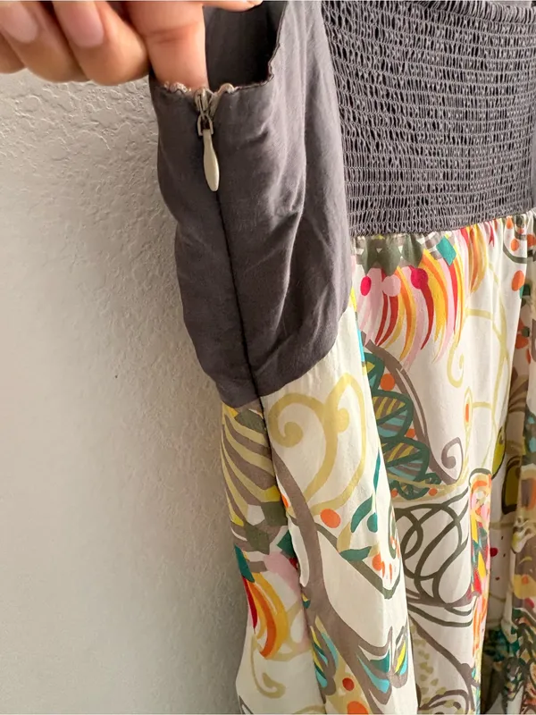 Boho/Bohemian Zara Maxi Dress Colorful Floral Print – Flowy Ruffle Hem SMALL - Image 6