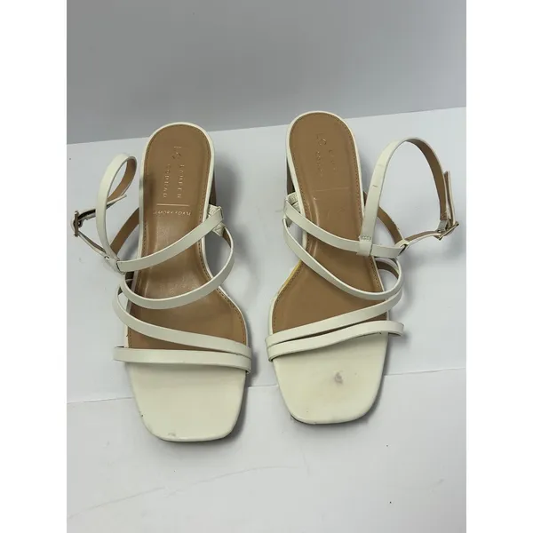 LC Lauren‎ Conrad Womens White Strappy Block Heel Sandals Square Toe Size 9 - Image 2