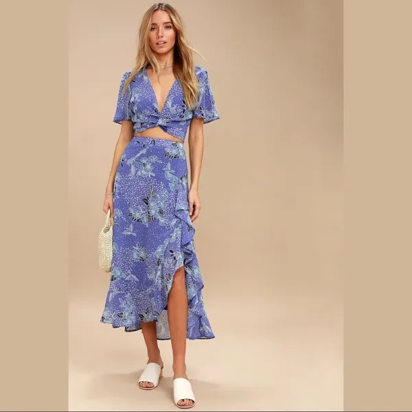 Lulus ✨HP✨Views Periwinkle Blue Floral Print Maxi Skirt✨ - Image 3