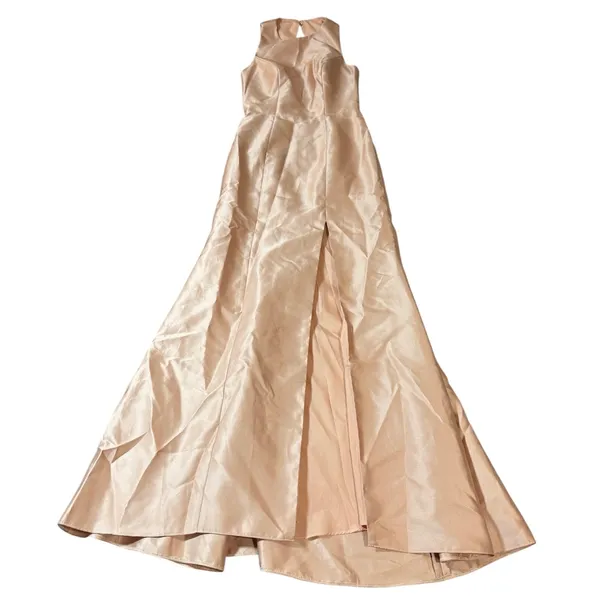 NWT Alfred Sung JEWEL NECK BOWED OPEN-BACK TRUMPET DRESS FRONT‎ SLIT Pink 2R - Image 3