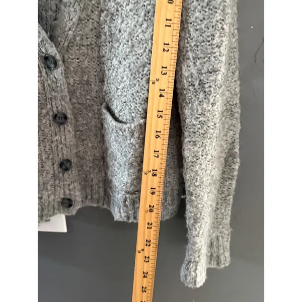 Gap Womens Gray Boucle‎ Knit Wool Blend Button Front Cardigan Sweater Pockets S - Image 6