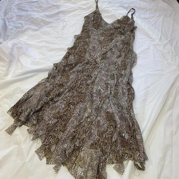Snake Skin Animal Print Leopard Print Asymmetrical Midi Mini Dress - Image 2