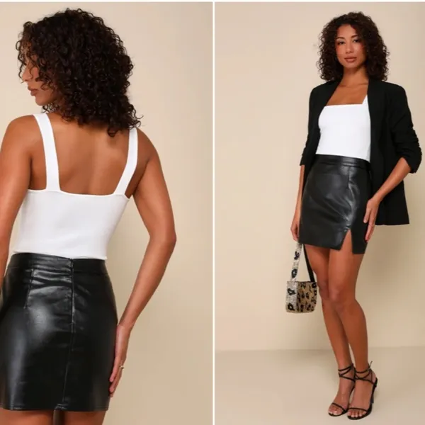 LULU's Sexy Chic Party Night Out Date Out Vegan Leather Mini Skirt - Image 5