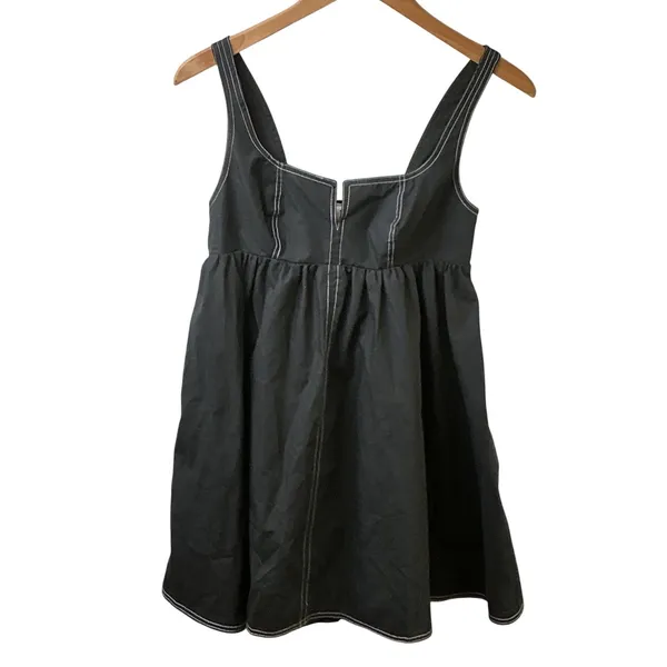 Collusion Black Contrast‎ Stitch Babydoll Mini Dress Square Neck US 2 F103749 - Image 3