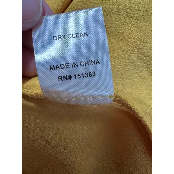 Farrow Yellow Satin Ruffle Tie Neck‎ Midi Dress Size M - Image 9