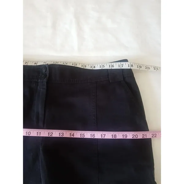 Loft Womens Shorts Size 14 Black Button High Rise Ann Taylor 5" Inseam Cotton - Image 9