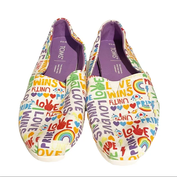 Toms Size 5.5 Pride Alpargata Unity‎ White Multi Womens Slip On Shoes - Image 3