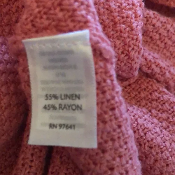 Crochet Linen Blend Tunic Cardigan Sz. L Coral One Button Closure Spring - Image 10