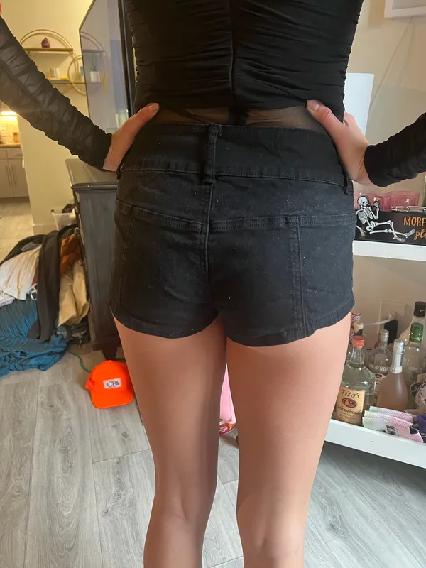 Edikted Black Mirco Shorts - Image 2