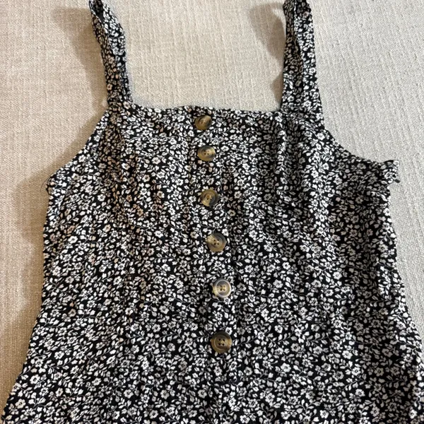 American‎ Eagle Floral Romper Medium Shortall Button Front Smocked Back Boho - Image 3