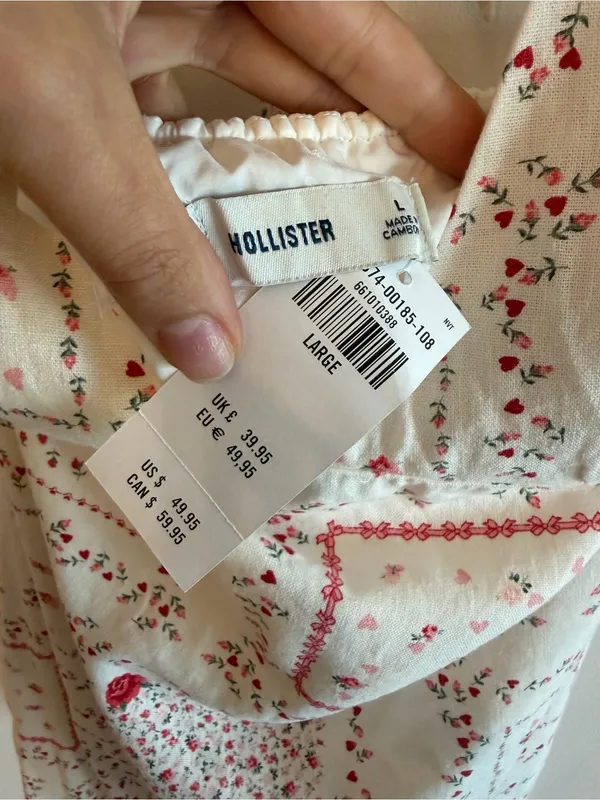 NWT Hollister Cream and Red Floral Halter Mini Dress Size L - Image 7