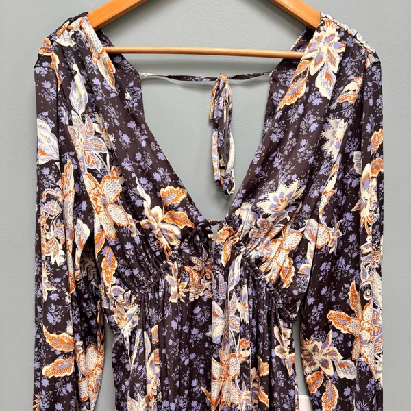 Free People Soli Mini Long Sleeve Satin Dress M - Image 8