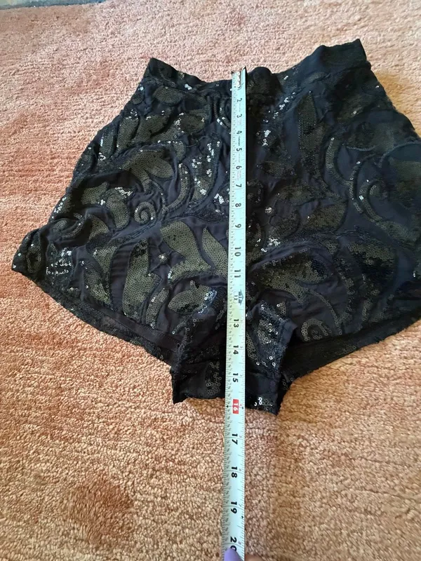 Show Me Your Mumu Black Sequin High Waist Shorts XS Party Evening - Image 5