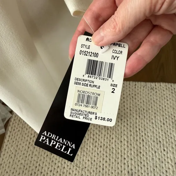 NWT Adriana Papell Ivory Semi Ruffle Sheath Dress $138 2 - Image 5