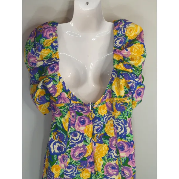 Zara Green‎ Purple Yellow Floral Mini Corset Dress Womens Large Coquette Girl - Image 10