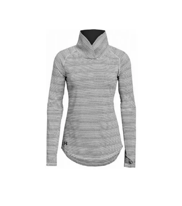 Under Armour Womens Striped Funnel Neck Pullover Zinger Top Black White Size Medium - Image 9