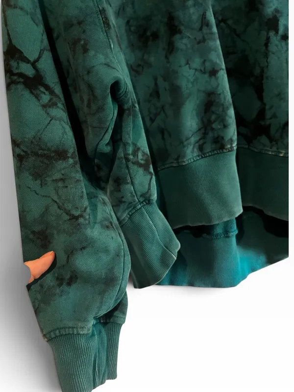 JoyLab Teal and Black Marble Tie-Dye Crewneck Sweatshirt - Image 5
