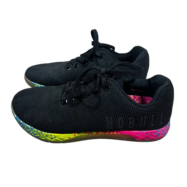 NOBULL Trainer Black Neon Pixel Low Top Training Shoes Size W 8 / M 6.5 - Image 2