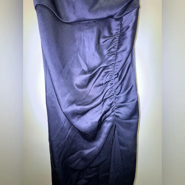 Alice + Olivia Dion Ruched Midi Slip Dress Navy Size 4 - Image 4