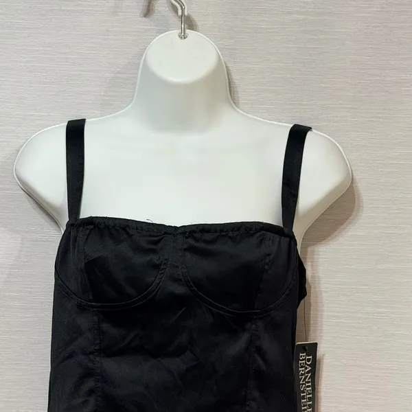 Danielle Bernstein Womens Black Satin Corset Bustier Crop Top Size 2 New - Image 3