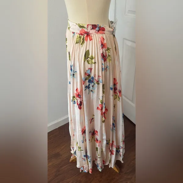 Jill Jill Stuart Floral-Print Pleated Maxi Skirt A Line Boho Cottagecore NWT 14 - Image 2