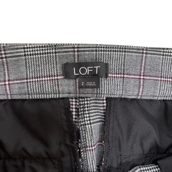 LOFT Glen Plaid Check Wide Leg Trousers - Image 10