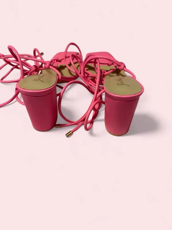 Source Unknown Hot Pink Strappy Block Heel Sandals - Image 6