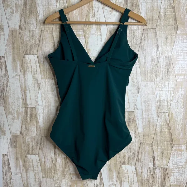 JETS Swimwear Australia Dark Green One Piece V-Neck Ruched Swimsuit USA 12 UK 16 - Image 3