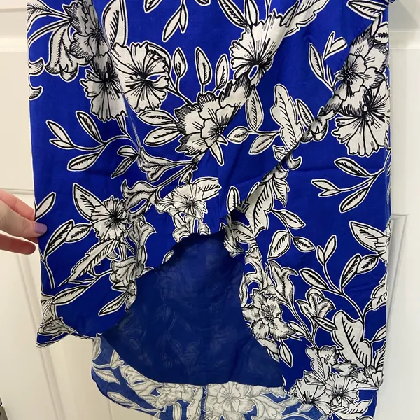 EUC Bardot women’s Petra halter electric blue floral high low‎ sundress dress XS - Image 3