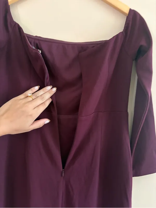 Lulus Alluring Sophistication Dark Plum Off-the-Shoulder Maxi Dress Size Large - Image 11