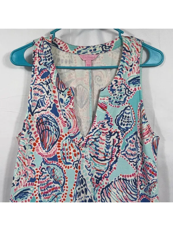 Lilly Pulitzer Seashell Print Sleeveless Shift Dress Women’s Large Coastal - Image 2