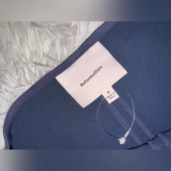 NWOT Reformation Cyra dropped waist pleated skirt dress midnight navy blue sz 0 - Image 7