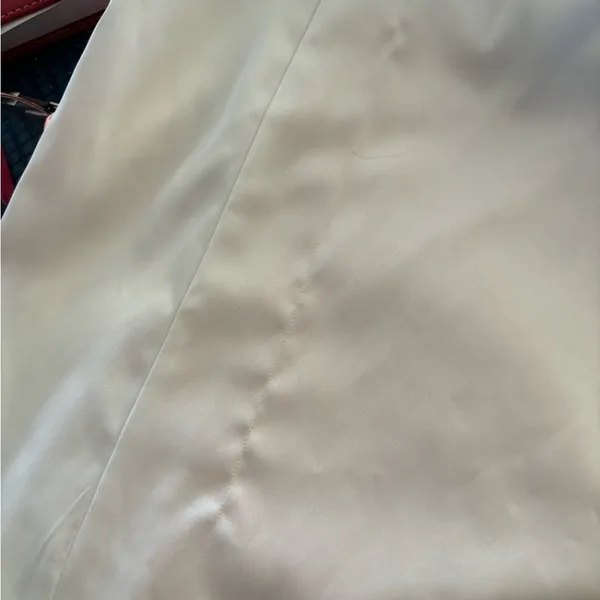Abercrombie & Fitch Wedding Gown Sz XL Winter White Cut Out Back Slit Side Satin - Image 9
