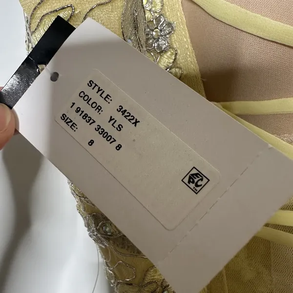 NWT Xscape Corset Chiffon Embellished Ball Gown Women's Light Yellow Size 8 - Image 8