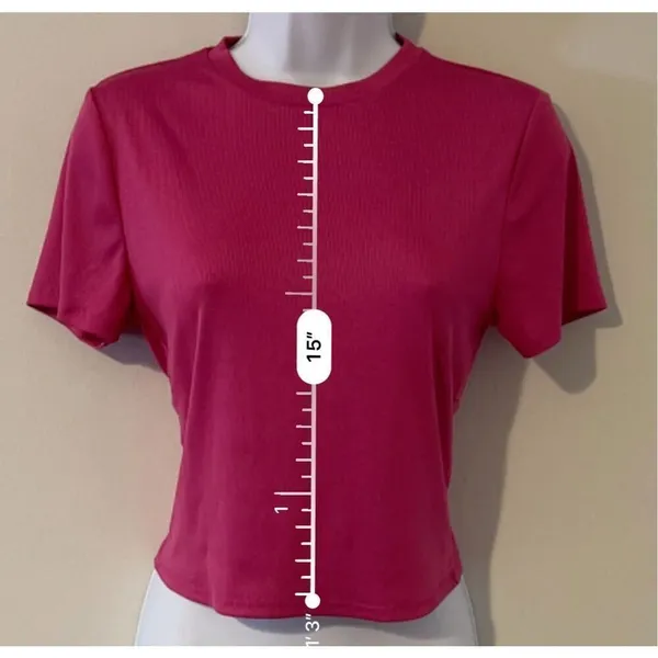 Women’s Pink Short Sleeve Baby Tee Crop Top Medium - Image 3