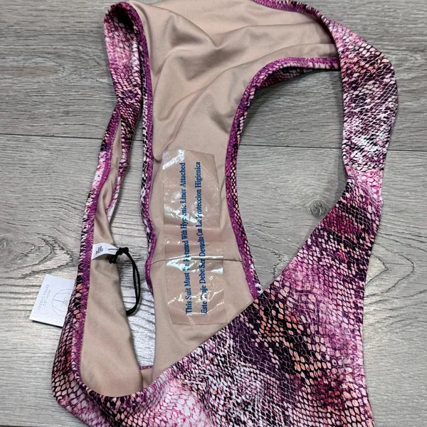 Shade‎ & Shore Pink Snakeskin High Leg Extra Cheeky Bikini Bottom Large NWT - Image 6