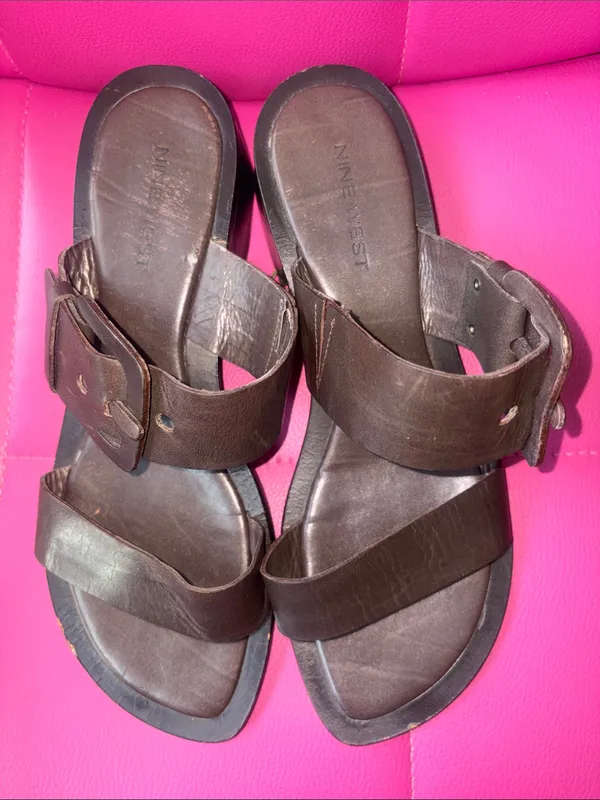 Nine West Buckled Heeled Sandals Brown Size 7 - Image 3