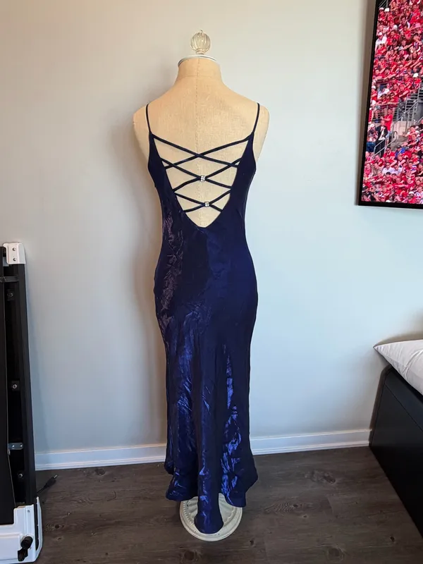 Dollar Night Blue Backless Dress Size M - Image 2