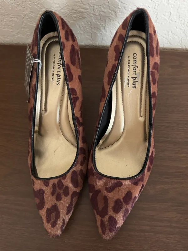 Comfort plus Leopard Print Pointed Toe Women's Pumps - Brown 9 - Image 7