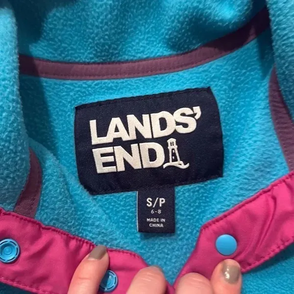 Lands End heritage quarter snap pullover fleece small colorblock - Image 3