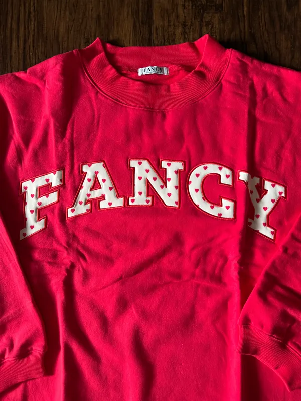 Fancy Oversized Fleece Heart Letters Mockneck - Ruby Red - Image 6
