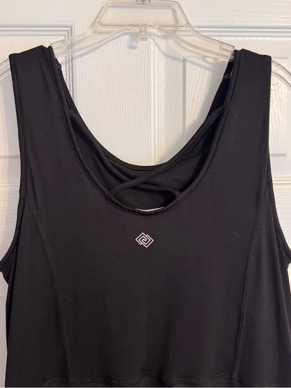 Zelos Black Athletic Active Tennis Tank Dress w/ Built in Bra & Shorts Sz Large - Image 5