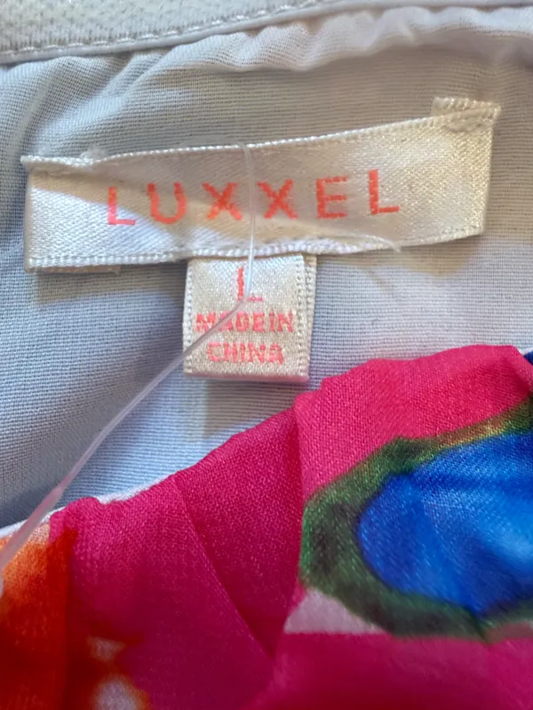 Luxxel Vibrant Abstract Floral Puff Sleeve Ruffle Romper Size Large - Image 9