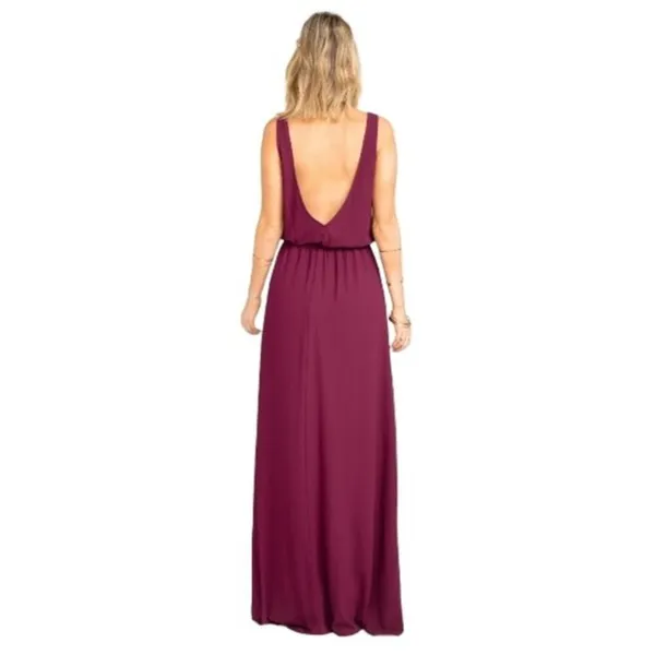 Show Me Your Mumu Kendall Maxi Dress Cabernet‎ Plum V-Neck Open Back Small - Image 4