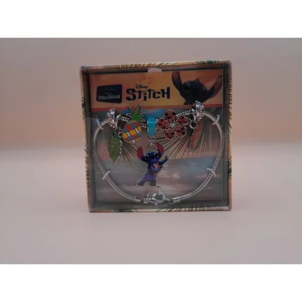 Disney Womens‎ Lilo Stitch Live Action Silver Tone Tropical Charm Bracelet NIB - Image 5