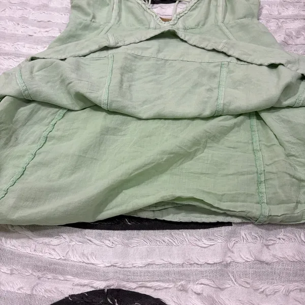 Free People Altura Mini Dress Sz L Light Green Boho Hippie Preppy Coastal Beach - Image 8