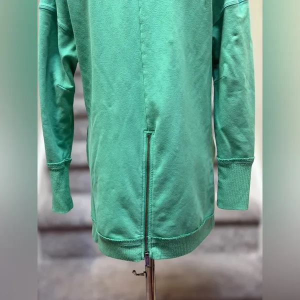 FreePeople Movement Oversized Mock Neck Back Zip Green Longline Sweatshirt Tunic - Image 10